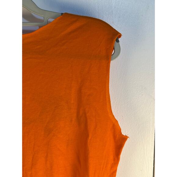 Upcycled Halloween Skeleton Skull T-Shirt Medium Orange Fringe Distressed - Picture 6 of 7